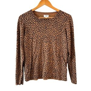 J Crew Womens Leopard Teddie Sweater Size‎ M Capsule Old Money Classic Preppy